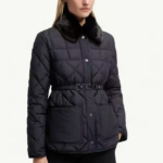 Moncler Shearling-Collar Belted Diamond-Quilt Jacket – Noir & Sand (S–L)