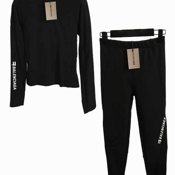 Balenciaga Noir Sculpted Performance Top & Legging Set (S–L)