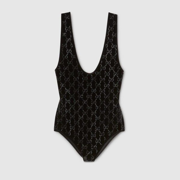 Gucci GG Velvet Monogram Bodysuit – Noir