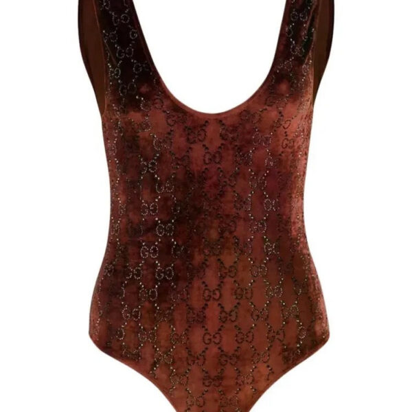 Gucci GG Crystal Velvet Bodysuit