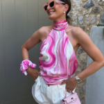 Emilio Pucci Rosé Marmo Silk Halter Top