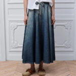 Christian Dior Chambray A-Line Midi Skirt with CD Charm