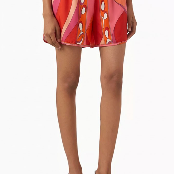 Pucci Marmo Rosé Ruffle Silk Shorts
