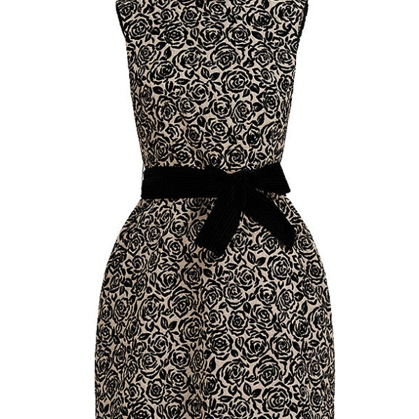 Curiel — “Noir Rosette Discipline” Flocked Mini Dress