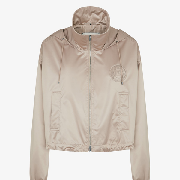 Fendi Roma Satin Logo Hooded Jacket