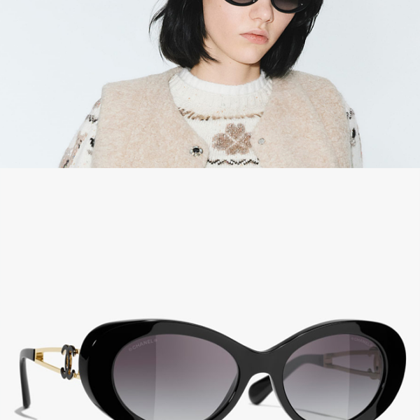 Chanel Oversized Oval Sunglasses with CC Temple Hardware