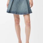 Loewe Panelled Denim Mini Skirt with Leather Logo Patch