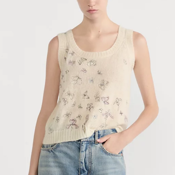 Christian Dior Butterfly-Embroidered Knit Tank Top