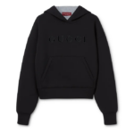 Gucci Embossed Logo Cotton Hoodie – Black