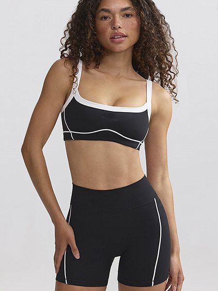 Contour Piped Performance Bra & Biker Short Set