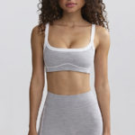 Contour Piped Performance Bra & Biker Short Set — Heather Grey/White (S–XL)