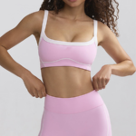 Contour Piped Performance Bra & Biker Short Set — Petal Pink/White (S–XL)