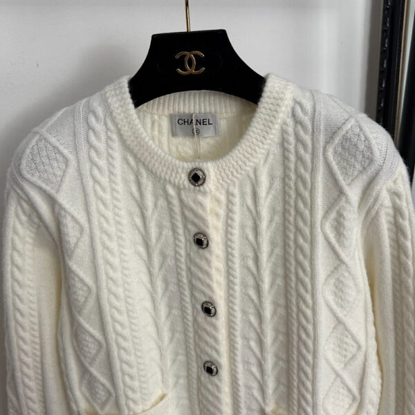 Chanel “Maison Ivoire” Cable-Knit Button Cardigan