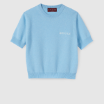 Gucci Azure Cashmere Short-Sleeve Knit Top