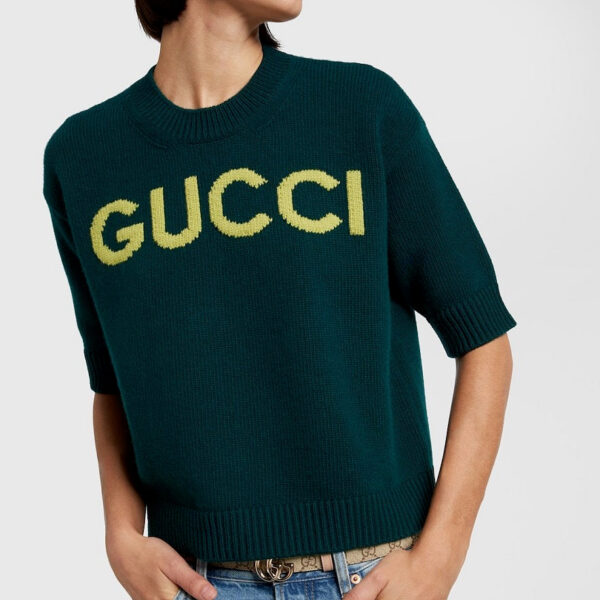 Gucci Verde Script Knit Top