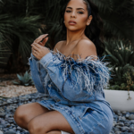 'Mirana' Strapless Feathered Jacket
