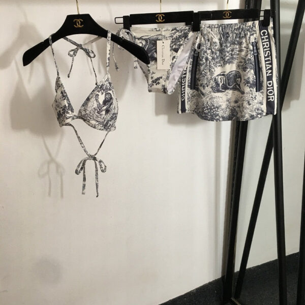 Dior Printed Bikini w Skirt Set
