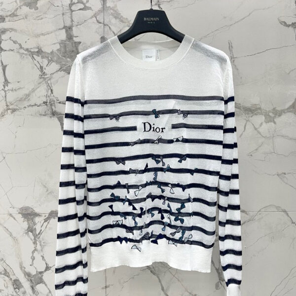 Dior Butterfly Intarsia Sheer Knit Top
