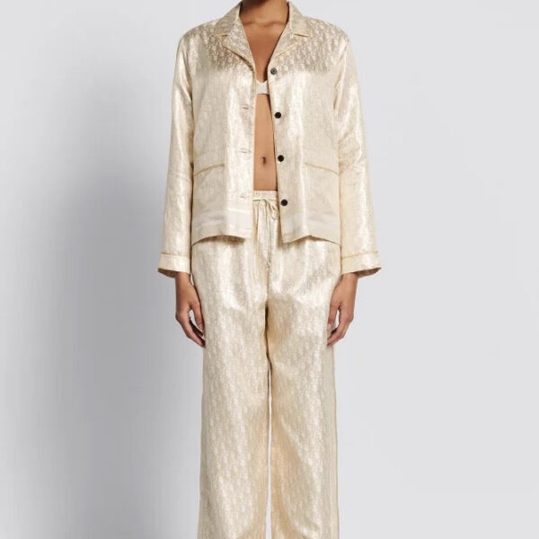 Dior Monogram Satin Pajama-Style Loungewear Set