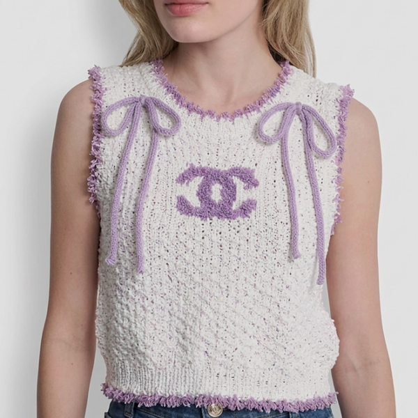 Chanel Lavande Bow Knit Vest