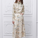 Dior Secret Garden Silk Blouse Midi Skirt Set