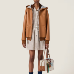 Miu Miu Faux Leather Zip-Up Hoodie