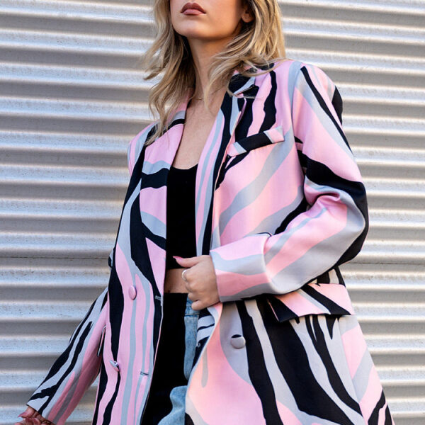'Ezeline' Striped Blazer with Belt