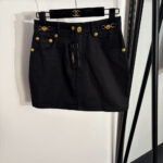 Versace Medusa Hardware Denim Mini Skirt