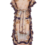 Nautical Reverie Silk Ruffle Dress