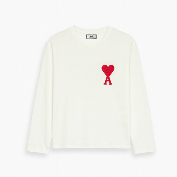 AMI Paris L’Emblème Long Sleeve Tee – Noir & Rouge