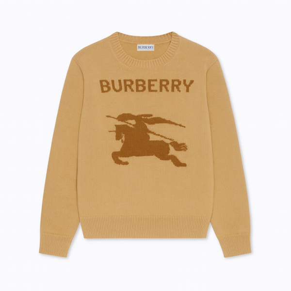Burberry Cavalier Intarsia Camel Sweater