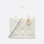 Dior Caro Small Book Tote in Cannage Quilted Lambskin (Black or White)
