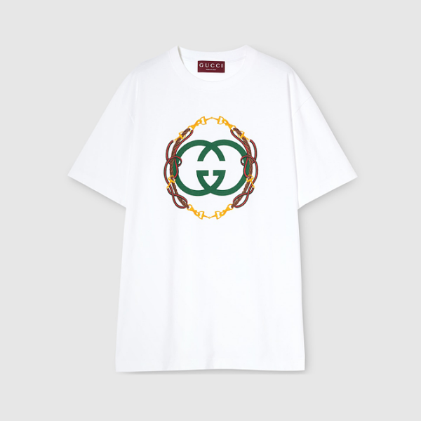 Gucci -Interlocking GG Chain-Print Cotton T-Shirt