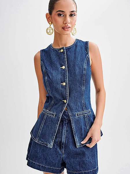 'Imogen' Denim Shorts Set