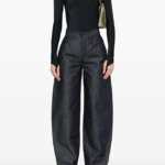MUGLER Sculptural Corset-Back Wide-Leg Denim Pants