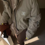 CHANEL Hooded Utility Jacket with CC Patches – Khaki Beige