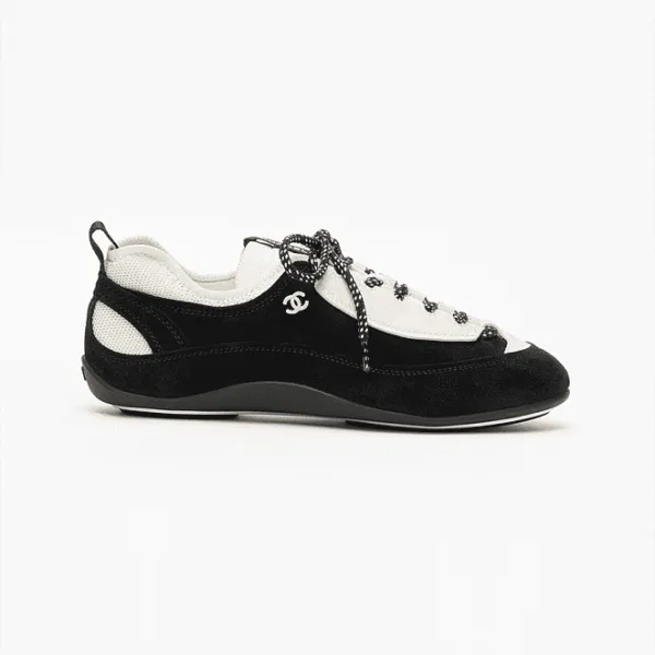 Chanel Two-Tone Suede & Mesh Low-Top Sneakers