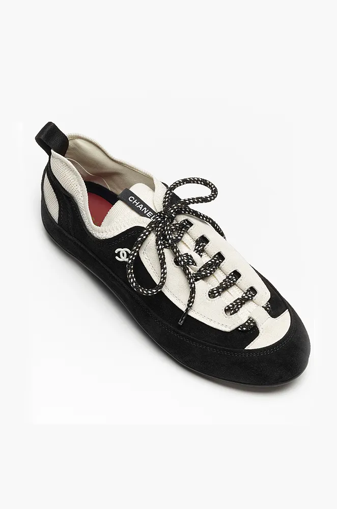 Chanel Two-Tone Suede & Mesh Low-Top Sneakers - Image 3