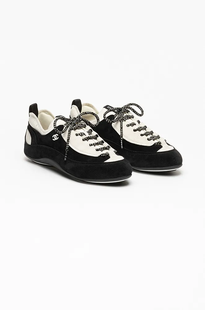 Chanel Two-Tone Suede & Mesh Low-Top Sneakers - Image 4