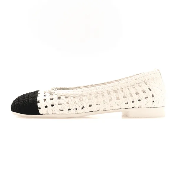 Chanel Two-Tone Openwork Knit Ballet Flats