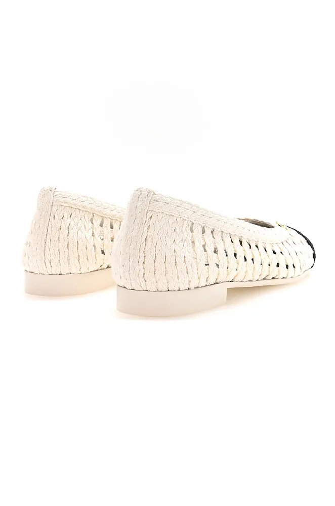 Chanel Two-Tone Openwork Knit Ballet Flats - Image 5