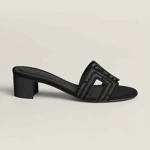 Hermès Geometric H Cutout Block Heel Sandals
