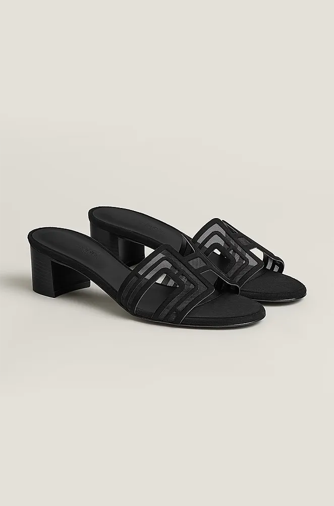 Hermès Geometric H Cutout Block Heel Sandals - Image 4