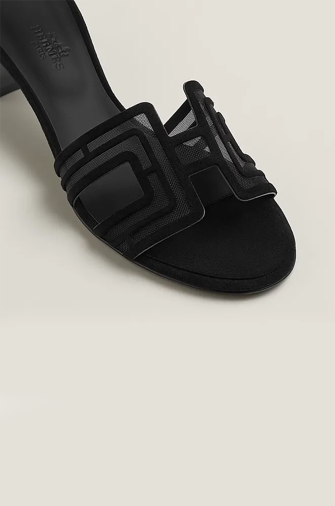 Hermès Geometric H Cutout Block Heel Sandals - Image 6