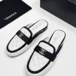 Chanel Quilted CC Leather Loafer Mules