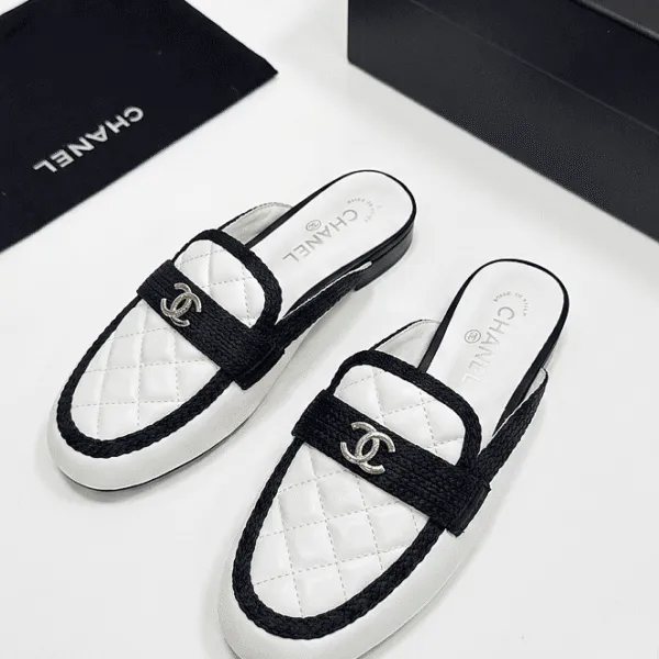 Chanel Quilted CC Leather Loafer Mules
