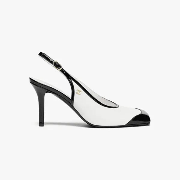 Chanel Two-Tone Cap-Toe Slingback Pumps – Black & White