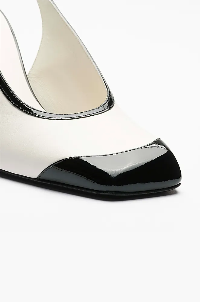 Chanel Two-Tone Cap-Toe Slingback Pumps – Black & White - Image 6