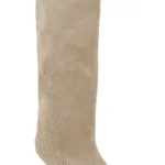Hayley Open-Toe Suede Knee Boots – Sand