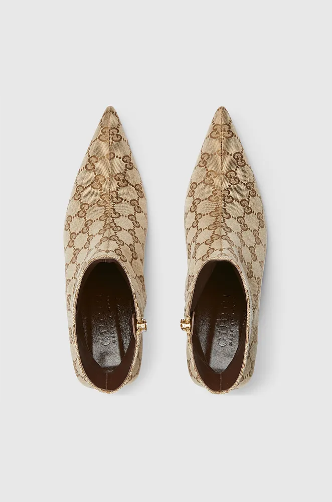 Gucci GG Supreme Monogram Kitten Heel Ankle Boot – Beige/Ebony - Image 5